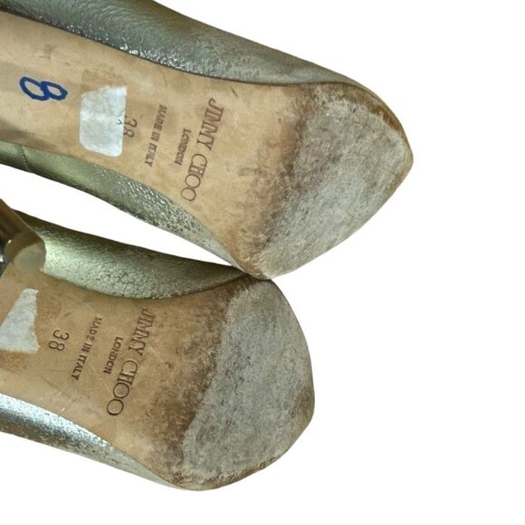 Jimmy Choo Abel Degradé Metallic Gold Tan Beige Suede Pointed Toe Stiletto Pumps - Picture 8 of 15